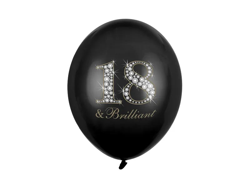 6 Folieballonnen - Ø 30cm - 18 & Briljant Pastel Zwart