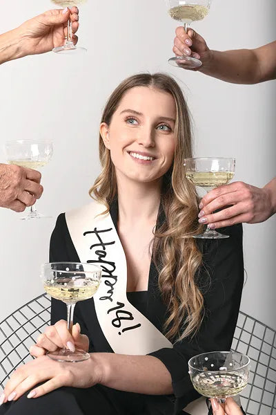 1 Feestlint - Happy 18 - Crème