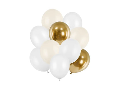 10 ballonnen - Ø 27cm & 30cm - Goud & Wit